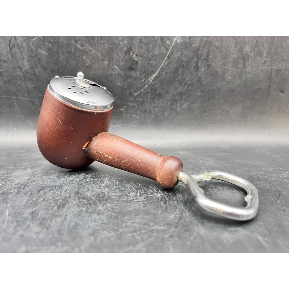 Vtg MCM Wood Pipe-Shaped Single Salt‎ or Pepper Shaker w/ Bottle Opener 5" long